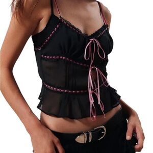 Kimchi Blue Black Sheer Blouse